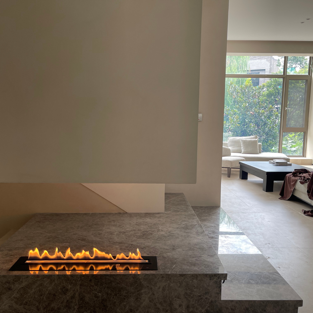 Fire in the middle of the room.